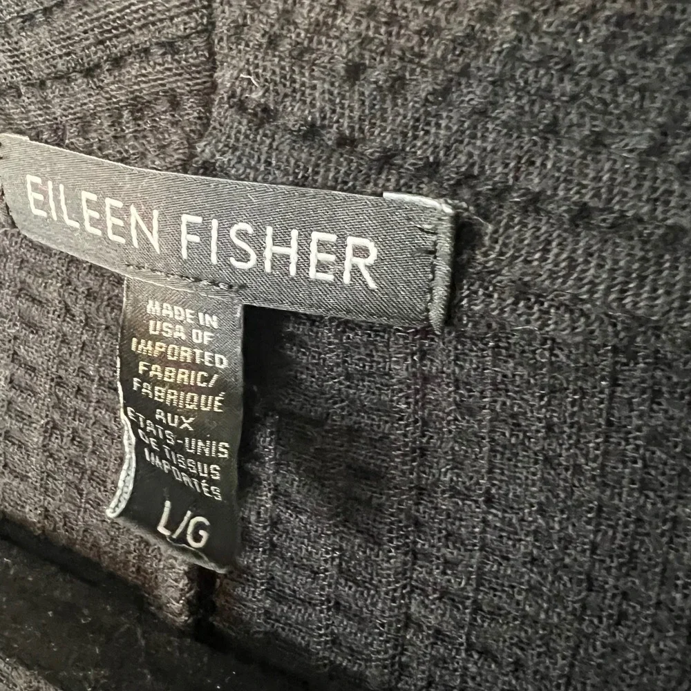 Eileen Fisher‎ Open Cardigan Size L Textured Cotton Tencel Pockets